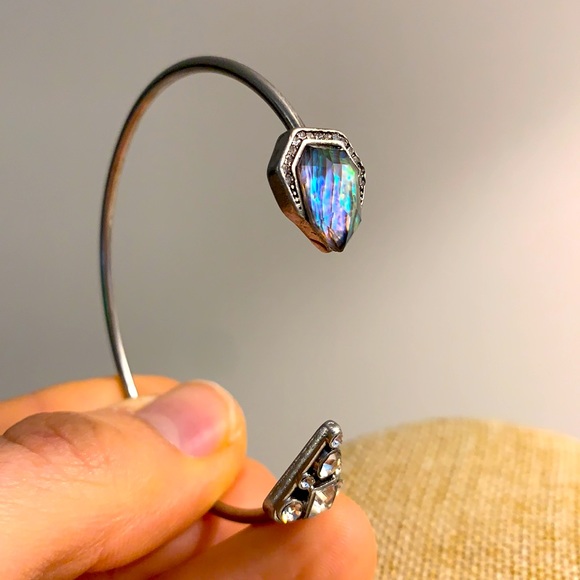 Chloe + Isabel Iridescent Stone and Diamond Crystal Silver Bangle - Picture 6 of 7